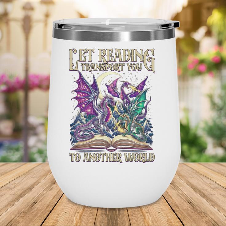 Book Lover Dragon Reading Transport You To Another World Wine Tumbler
