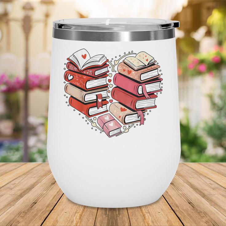 Book Lover Heart Shape Reading Librarian Valentine Men Women Wine Tumbler
