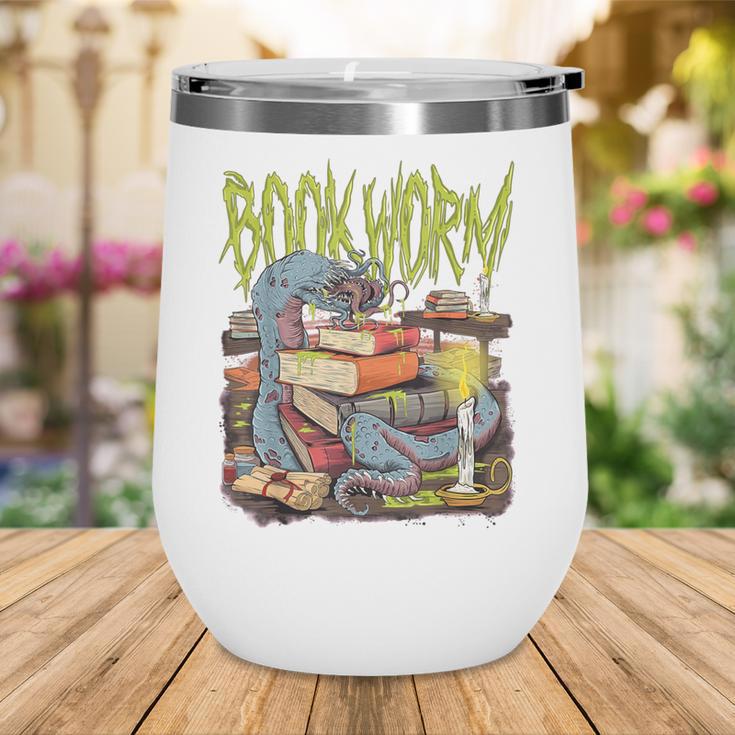 Graphic Book Worm Monster Horror Reading Book Lover Wine Tumbler Graphic Book Worm Monster Horror Reading Book Lover Wine Tumbler