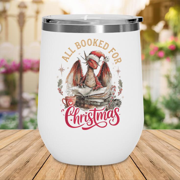 All Booked For Christmas Dragon Wine Tumbler
