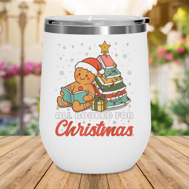 All Booked For Christmas Gingerbread Christmas Tree Book Kid Wine Tumbler