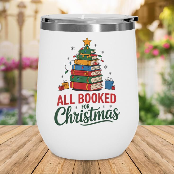 All Booked For Christmas Librarian Reader Xmas Pajama Wine Tumbler
