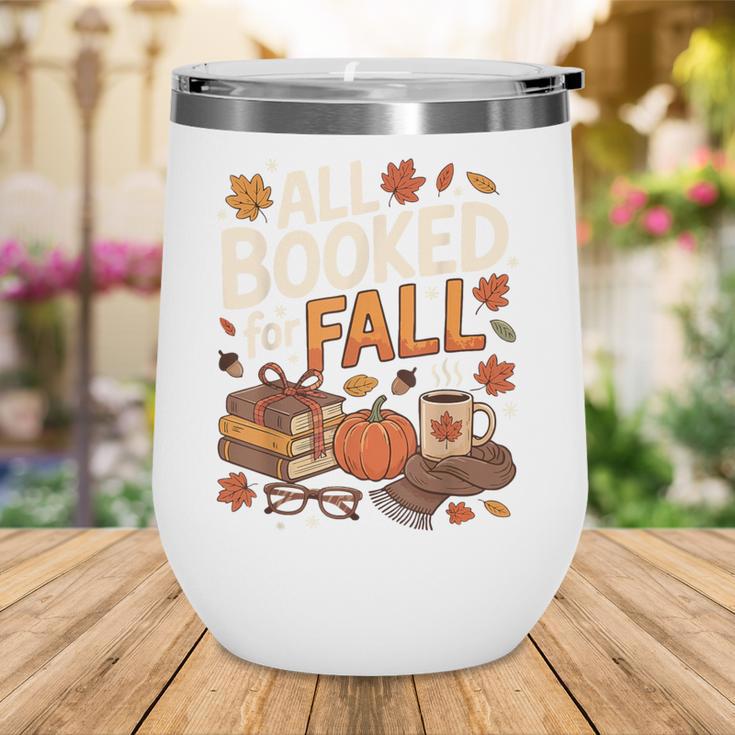 All Booked For Fall Pumpkin Books Thanksgiving Autumn Leaves Wine Tumbler
