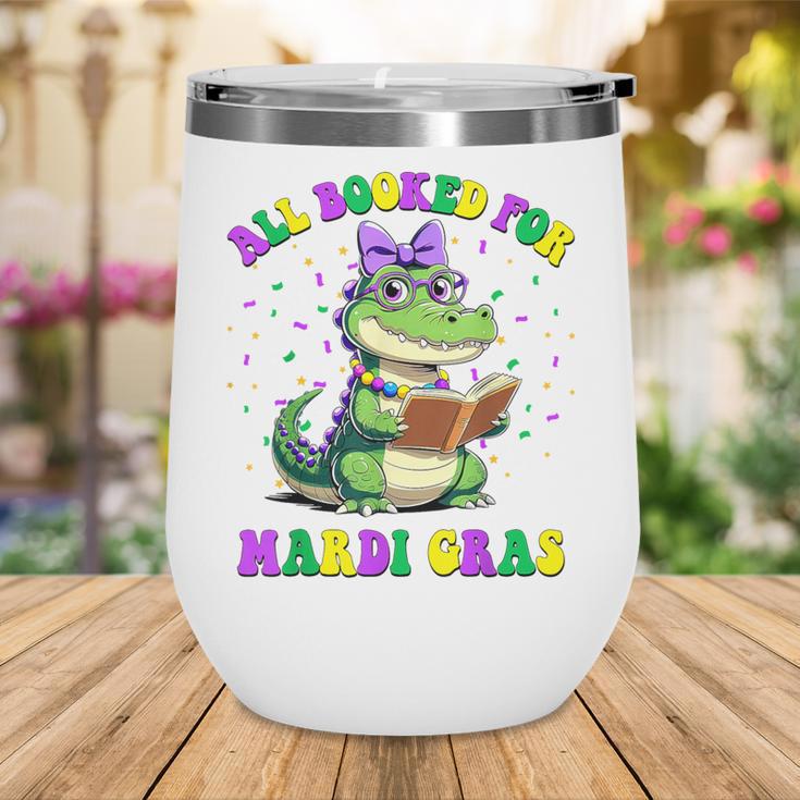 All Booked For Mardi Gras Crocodile Reading Book Teacher Wine Tumbler