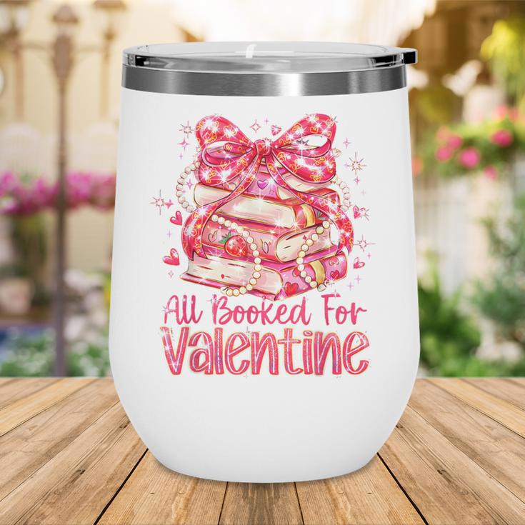 All Booked For Valentine Cute Pink Book Lover Aesthetic Wine Tumbler