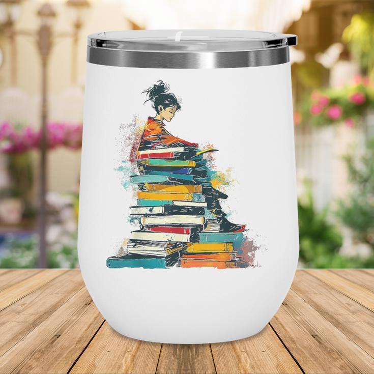 Books Abstract Artist Women Art Painting Books Wine Tumbler