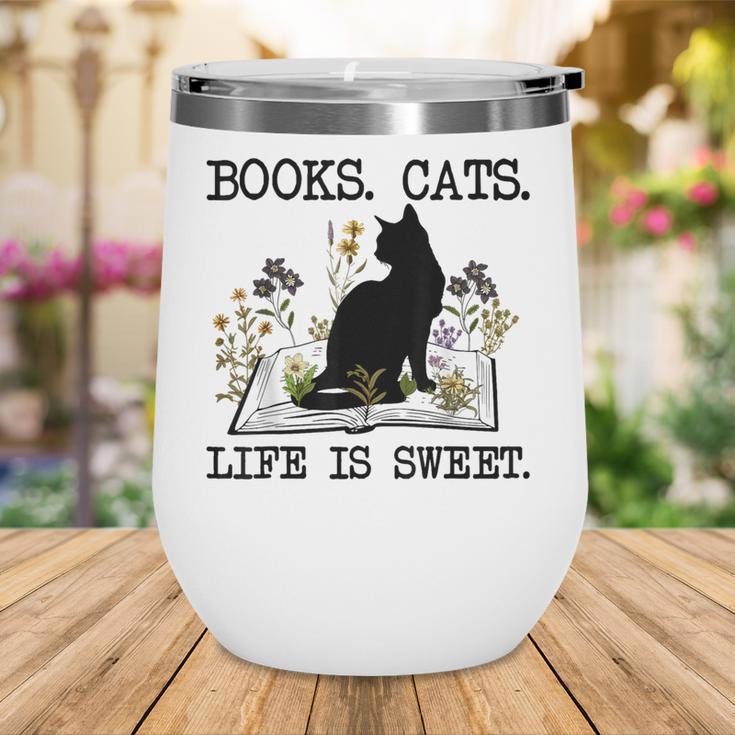Books Cats Life Is Sweet Cat Book Lover Men Women Teen Wine Tumbler