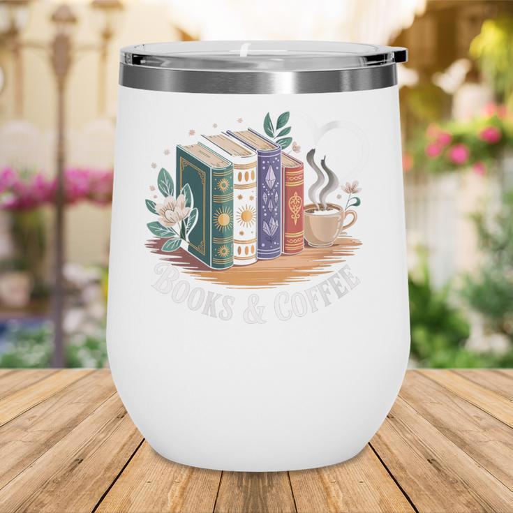 Books And Coffee Book Lover Bookish Green Book Theme Reading Wine Tumbler