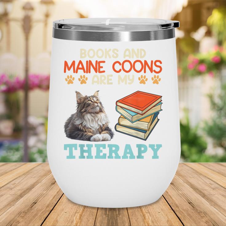 BOOKS AND MAINE COONS ARE MY THERAPY Main Coon Wine Tumbler