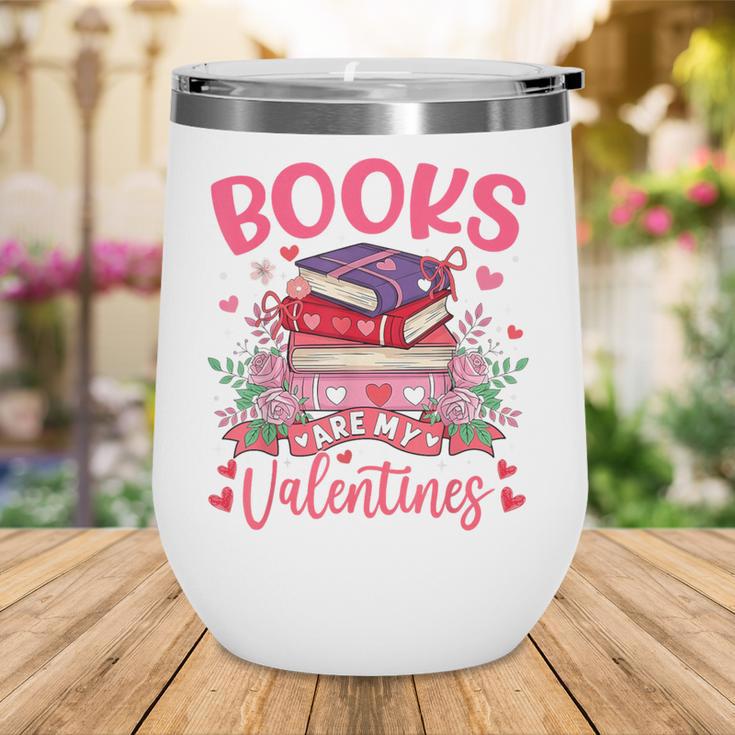 Books Are My Valentine Coquette Bow Book Flower Girl Women Wine Tumbler