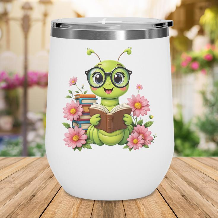 Bookworm Costume Kawaii Reading Worm For World Book Day Wine Tumbler