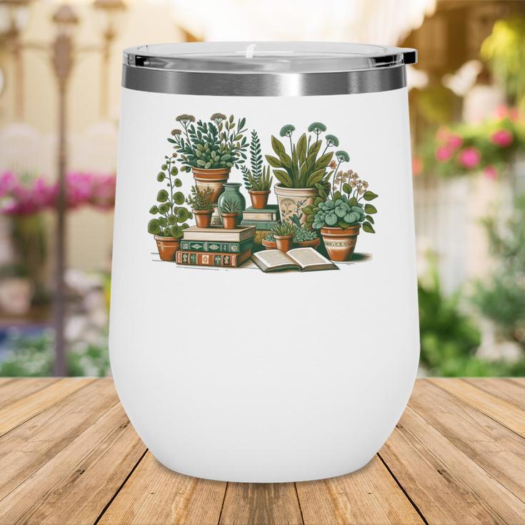 Botanical Garden Plants With Books Wine Tumbler Botanical Garden Plants With Books Wine Tumbler