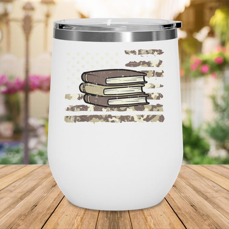 Camo Across America Read Reading Book Librarian Men Women Wine Tumbler