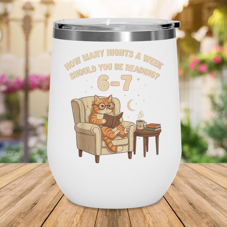 Cat Reading 6-7 Meme English Teacher Book Lover Humor Wine Tumbler