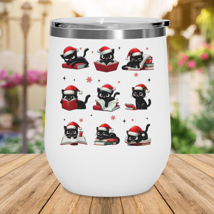 Cat Reading Books Lover Christmas Cat Lover Xmas Wine Tumbler