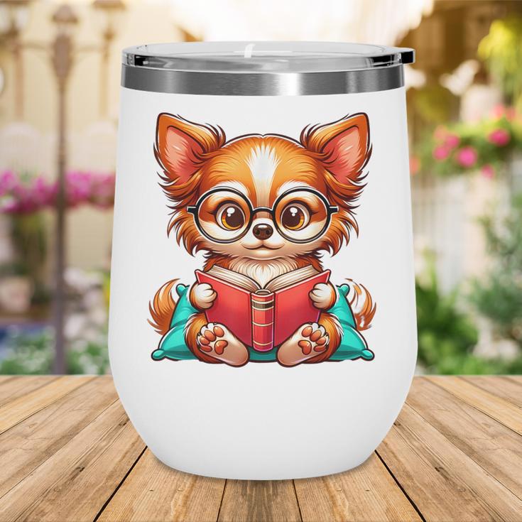 Chihuahua Reading a Book Dog Wine Tumbler Chihuahua Reading a Book Dog Wine Tumbler