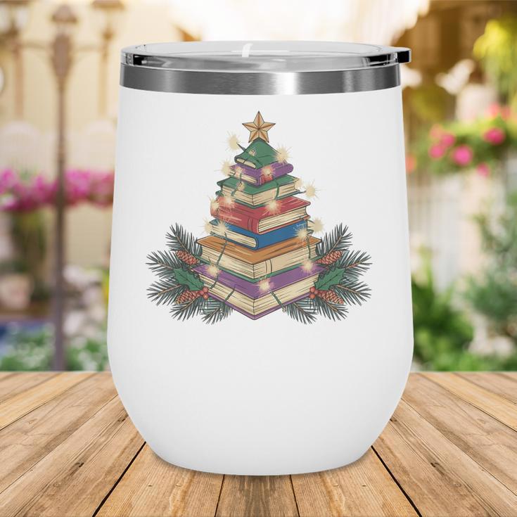 Christmas Book Reading Reader Xmas Bibliophile -Adult Christmas Tree Book Modern Wine Tumbler