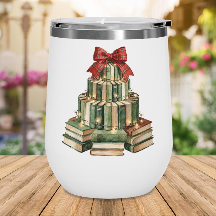 Christmas Book Tree Coquette Bow Xmas Reading Librarian Girl Wine Tumbler Christmas Book Tree Coquette Bow Xmas Reading Librarian Girl Wine Tumbler