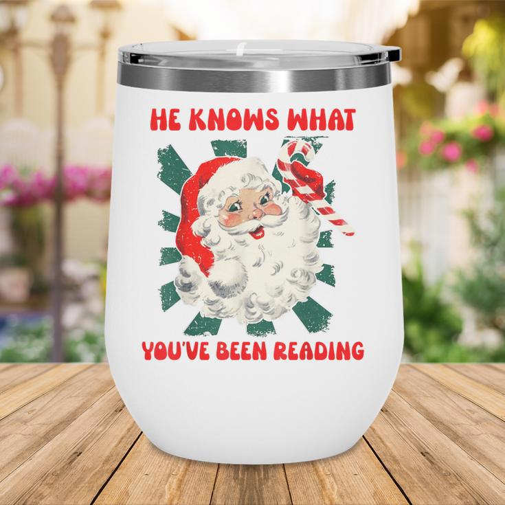 Christmas Bookish He Knows What You'Ve Been Reading Women Wine Tumbler