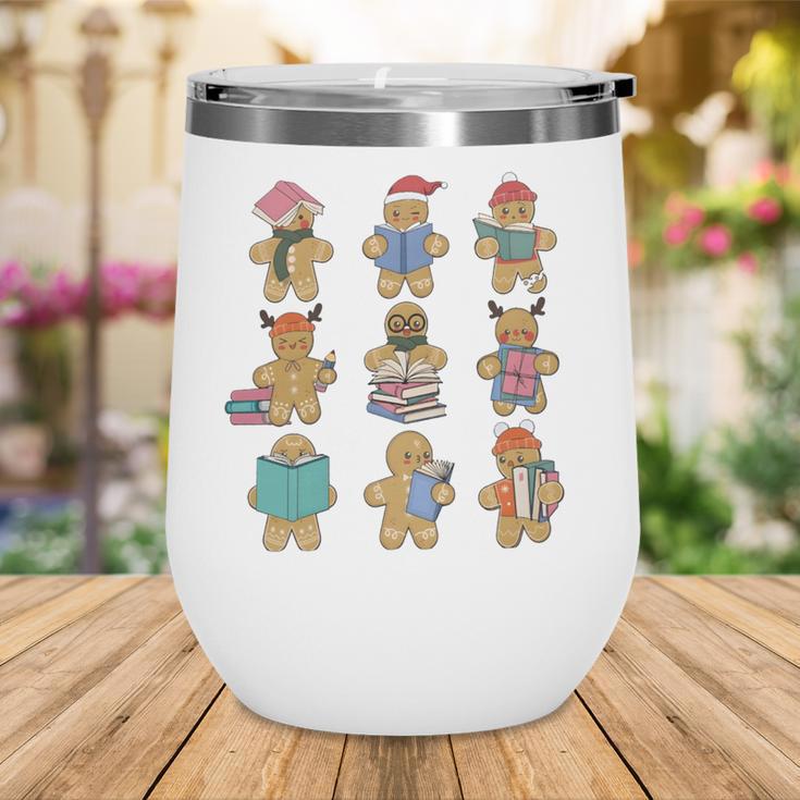 Christmas Library Gingerbread Man Books Lover Bookworm Wine Tumbler