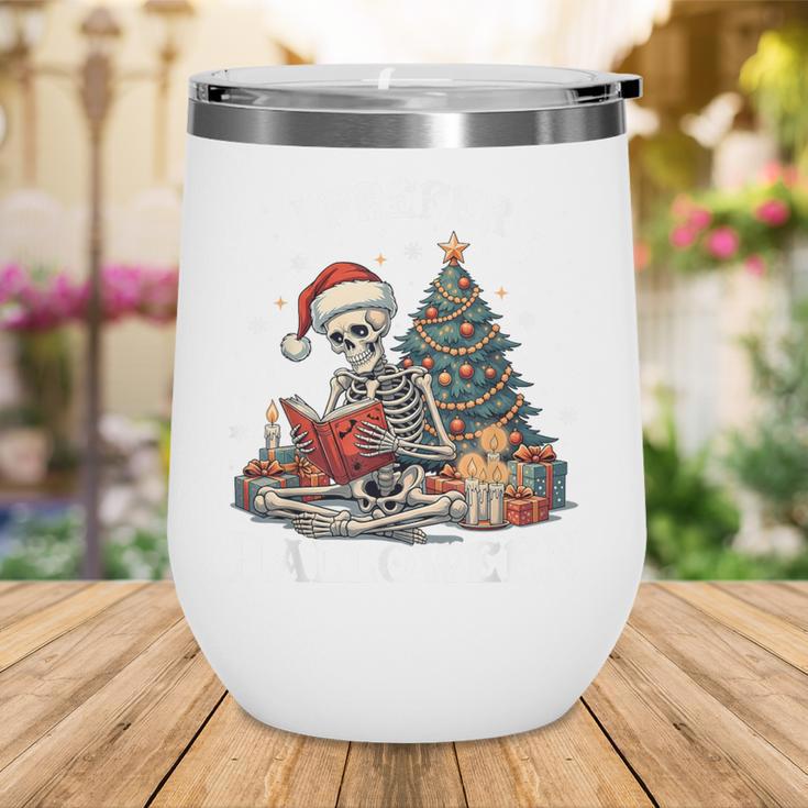 Christmas Outfit I Prefer Halloween Book Reading Skeleton Wine Tumbler