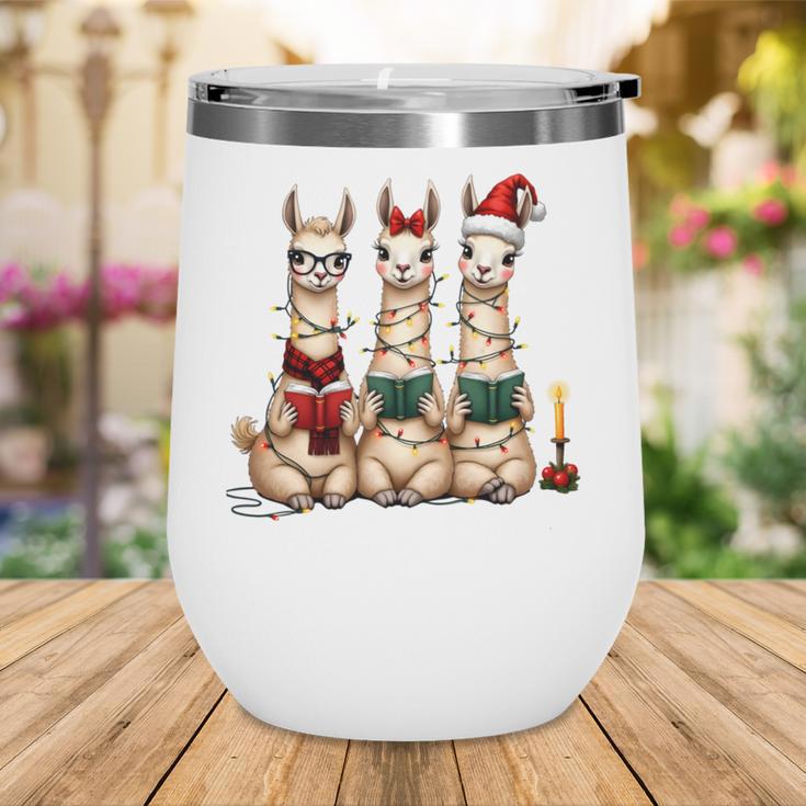 Christmas Three Llamas Reading Reading Books Llama Lover Wine Tumbler