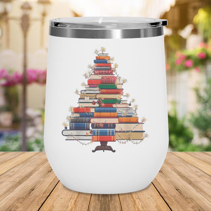 Christmas Tree Book Bookworm Wine Tumbler