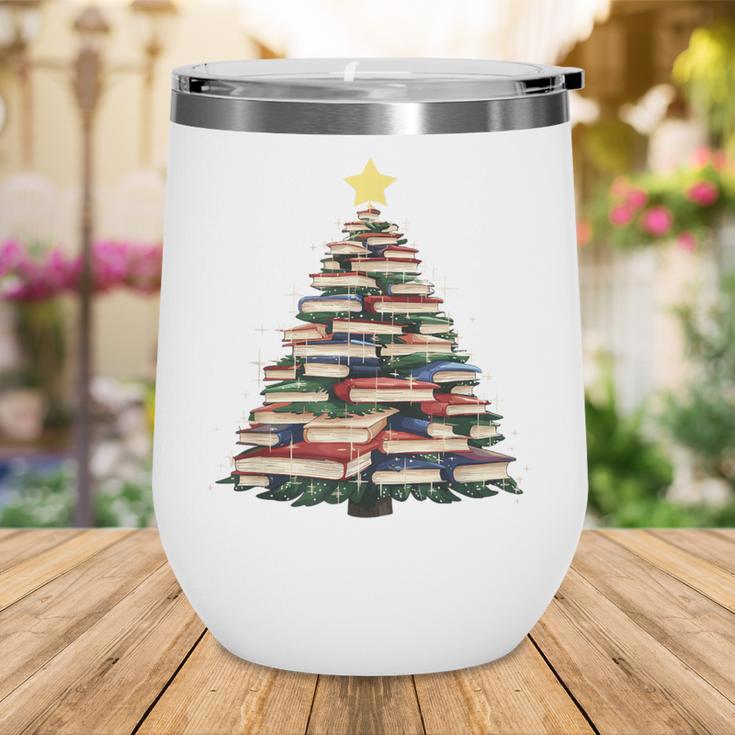 Christmas Tree Books Book Reading Bookworm Wine Tumbler