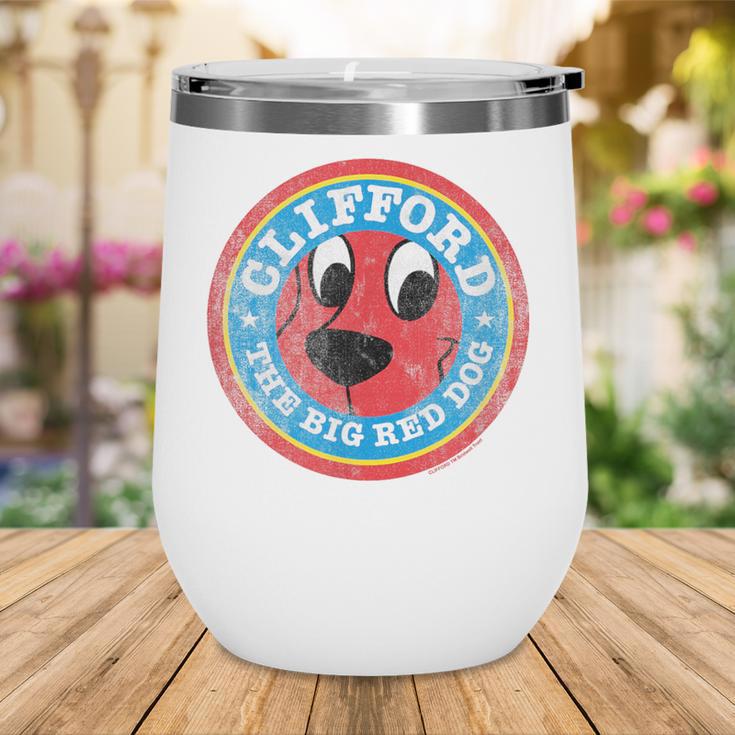 Clifford The Big Red Dog Round Distressed Logo Kids Books Wine Tumbler