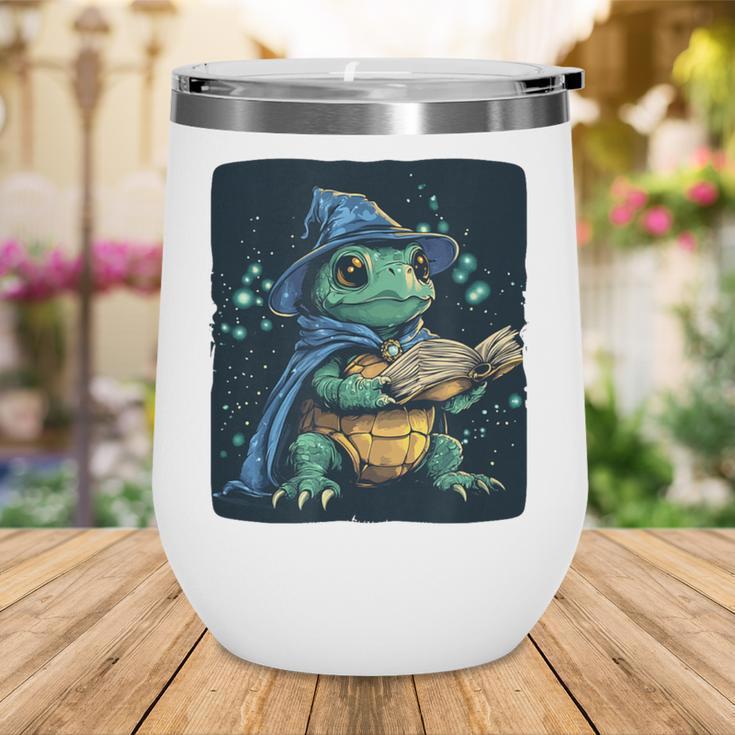 Cool Magical Book With Wizard Turtle For Adults And Kids Wine Tumbler