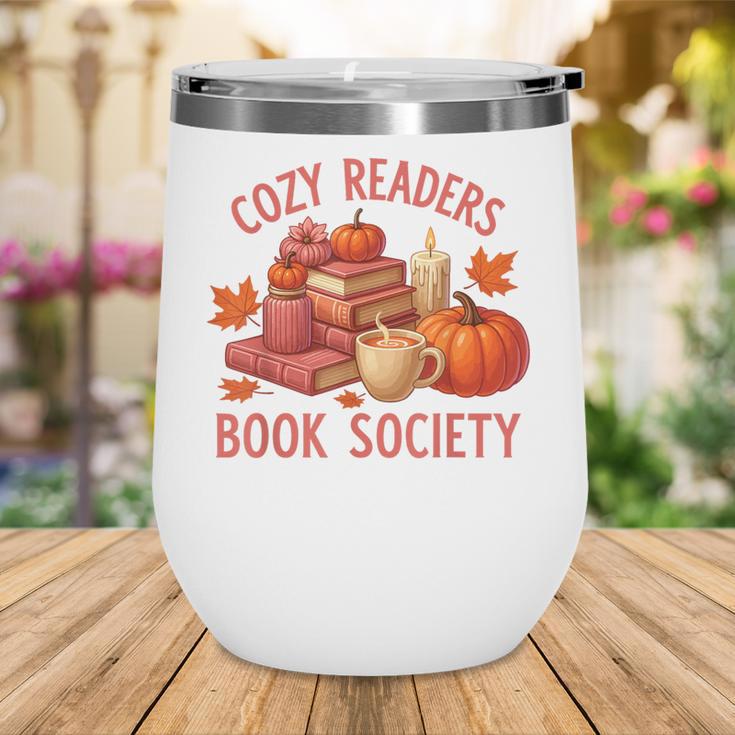Cozy Readers Book Society Teacher Reading Floral Pumpkin Tee Wine Tumbler