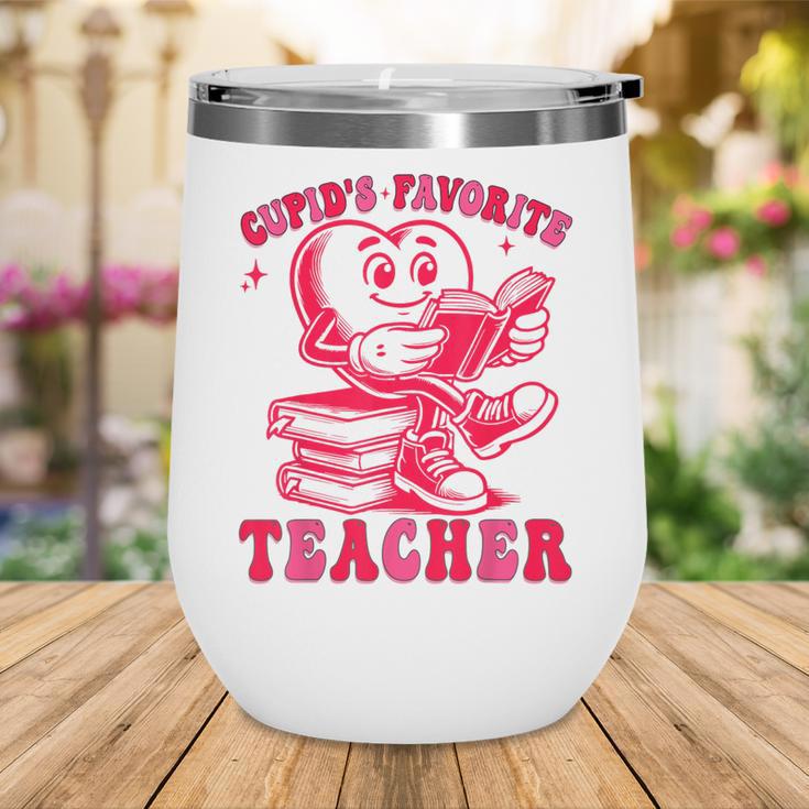Cupid's Favorite Teacher Valentines Day Heart Book Lover Wine Tumbler Cupid's Favorite Teacher Valentines Day Heart Book Lover Wine Tumbler