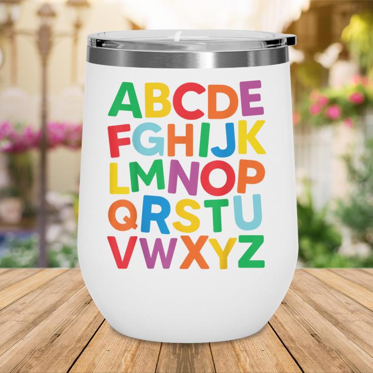 Cute ABCs Shirt Alphabet Colorful Letters Reading Books Kids Wine Tumbler