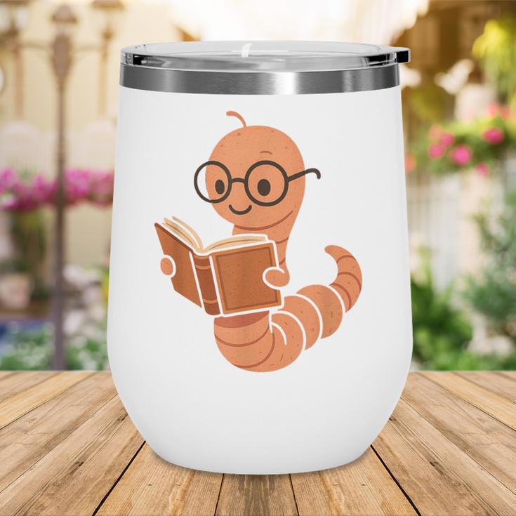 Cute Bookworm Worm Reading Book Glasses Nerdy Wine Tumbler
