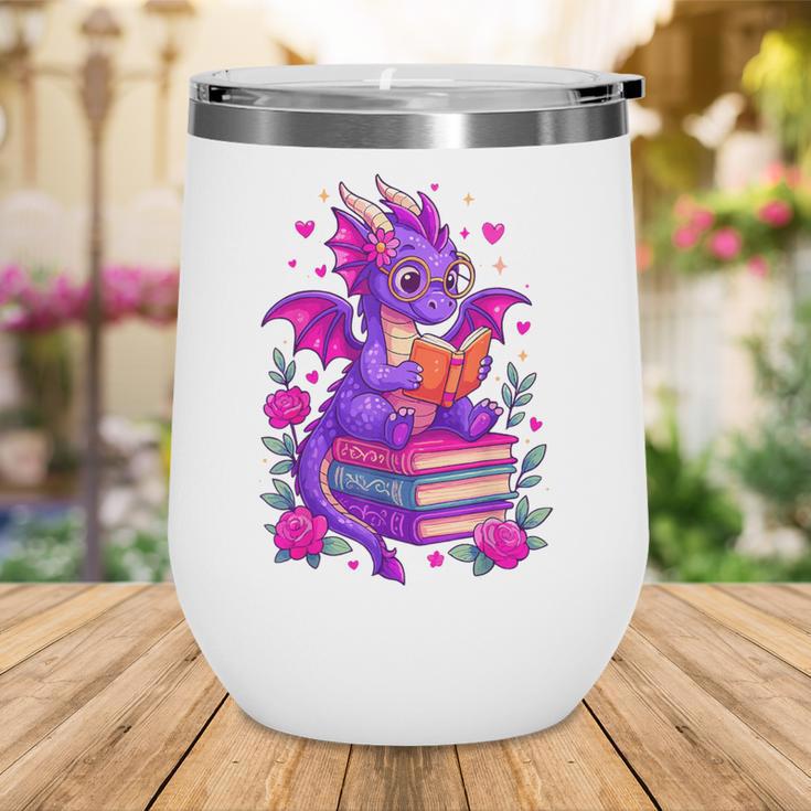 Cute Dragon Reading Books Bookworm Wine Tumbler