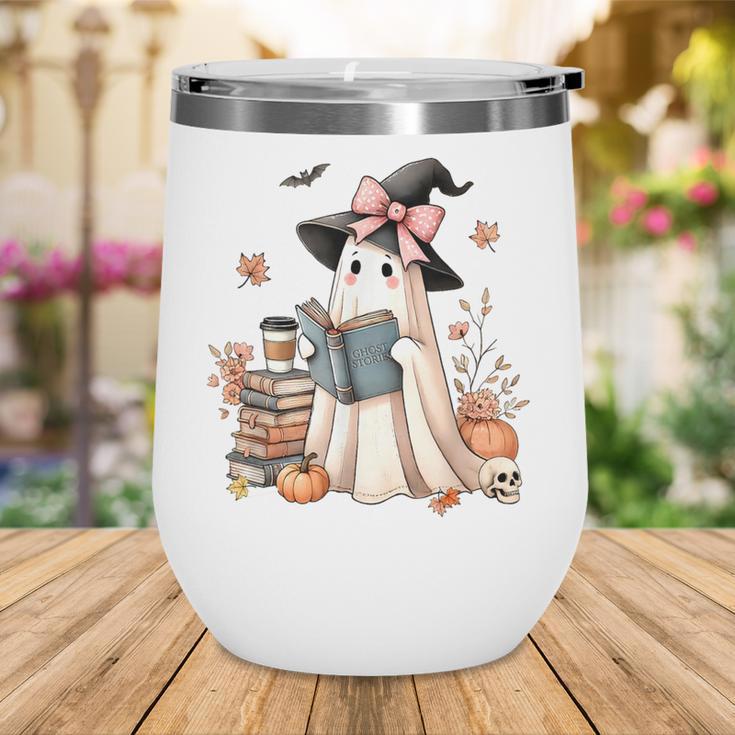 Cute Ghost Reading Book Librarian Book Lover Wine Tumbler Cute Ghost Reading Book Librarian Book Lover Wine Tumbler