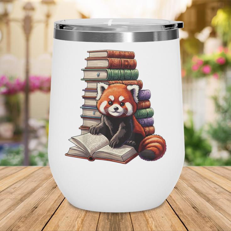 Cute Red Panda Reading Book Animal Bookworm Wine Tumbler