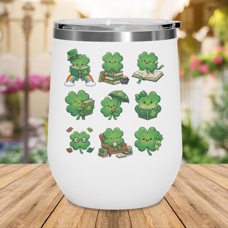 Cute Shamrock Reading St Patricks Day Teacher Book Lovers Wine Tumbler