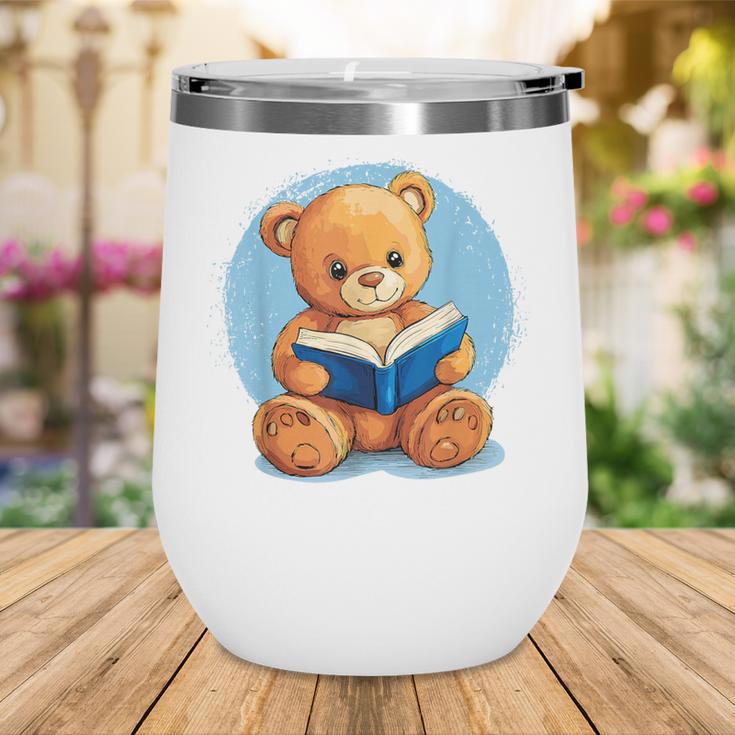 Cute Teddy Bear Reading Book Fun Wine Tumbler Cute Teddy Bear Reading Book Fun Wine Tumbler