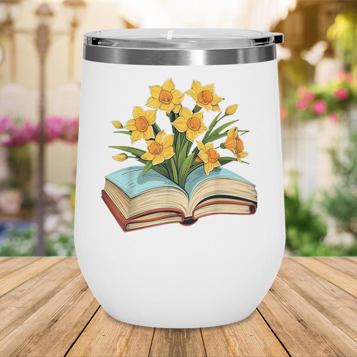 Daffodils Flowers Book Floral Wine Tumbler Daffodils Flowers Book Floral Wine Tumbler