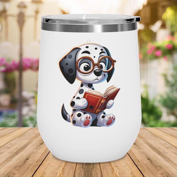 Dalmatian Reading a Book Dog Wine Tumbler