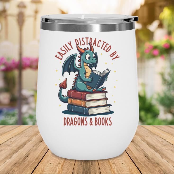 Dark Romance Romantasy Easily Distracted By Dragons & Books Wine Tumbler