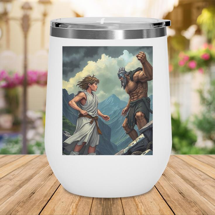 David And Goliath Bible Book Of Samuel King David Comic Wine Tumbler