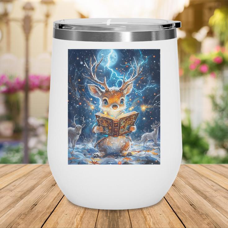 Deer Reads Book Women Girls Reindeer Wine Tumbler Deer Reads Book Women Girls Reindeer Wine Tumbler