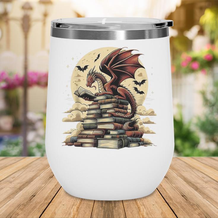 Dragon Reading a Book Dragons And Books Lover Bookworm Wine Tumbler