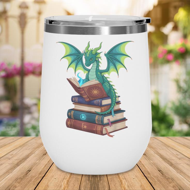 Dragon Reading Books Fantasy Lovers Mythical Creatures Wine Tumbler