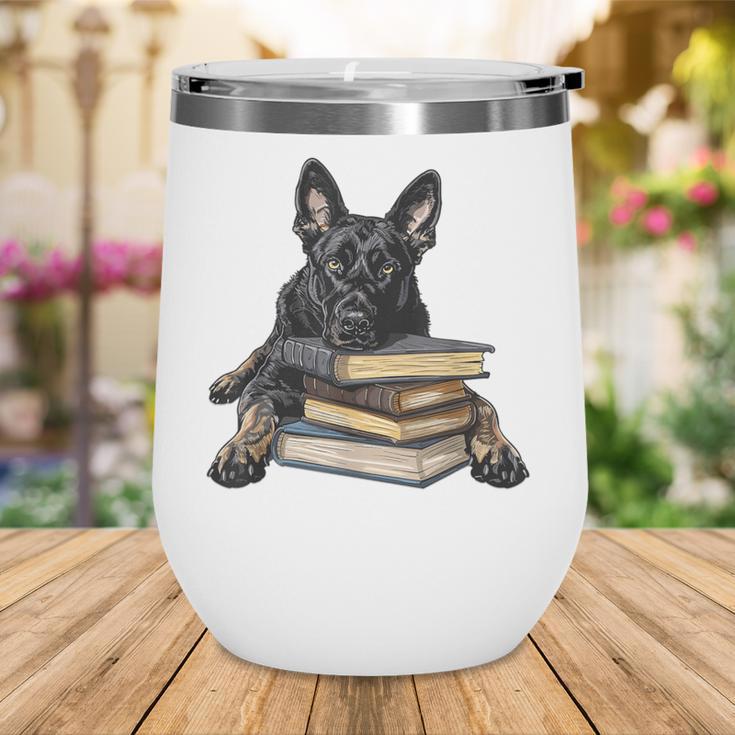 Dutch Shepherd Books Reading Dog Breed Graphic Wine Tumbler