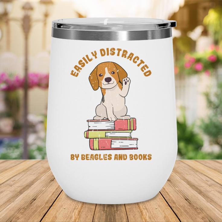 Easily Distracted By Beagles And Books Beagle Dog Wine Tumbler