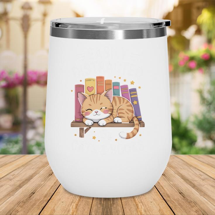 Easily Distracted By Cats And Books Cute Cat Sleeping Girls Wine Tumbler Easily Distracted By Cats And Books Cute Cat Sleeping Girls Wine Tumbler