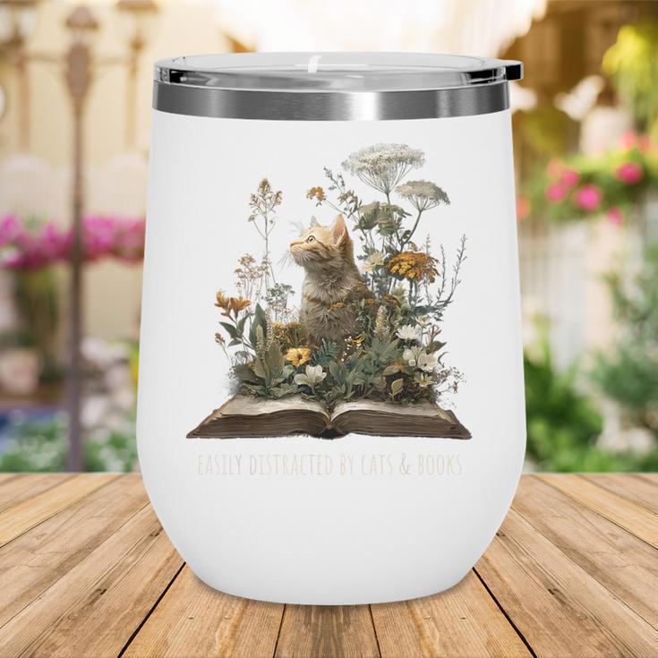 Easily Distracted By Cats And Books Wine Tumbler